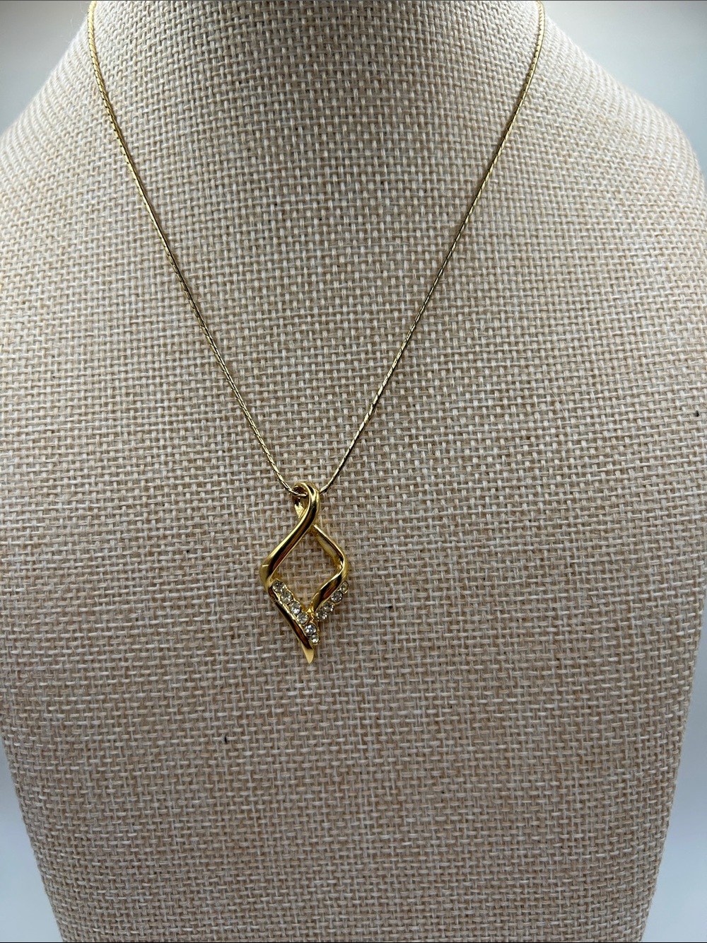 Vintage Givenchy Paris New York Gold Twist Rhinestone Necklace 1980s VGC